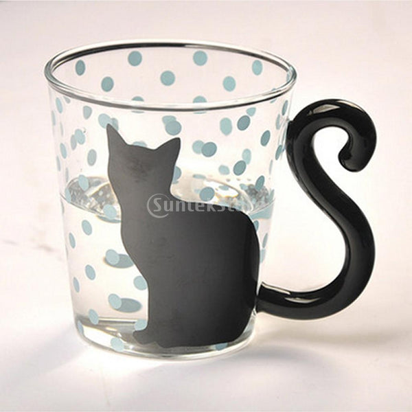Transparent mug with cat tail handle