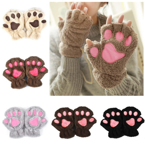 Cute cat paw mittens / half gloves, various colors - FREE + Shipping