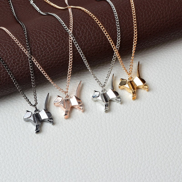 Origami Cat Kitty Silhouette Necklace Minimalist various colors jewelry