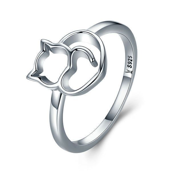 Sweet cat sterling silver ring for women #3
