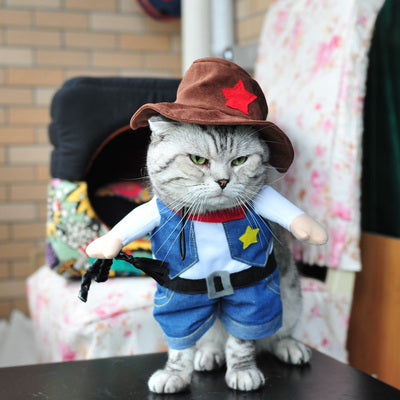 Funny cat costume: Pirate, Sailor, Nurse, Cowboy, Policeman, Doctor, Superman