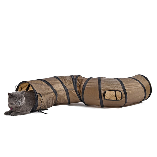 Brown play tunnel for cats, 1 hole