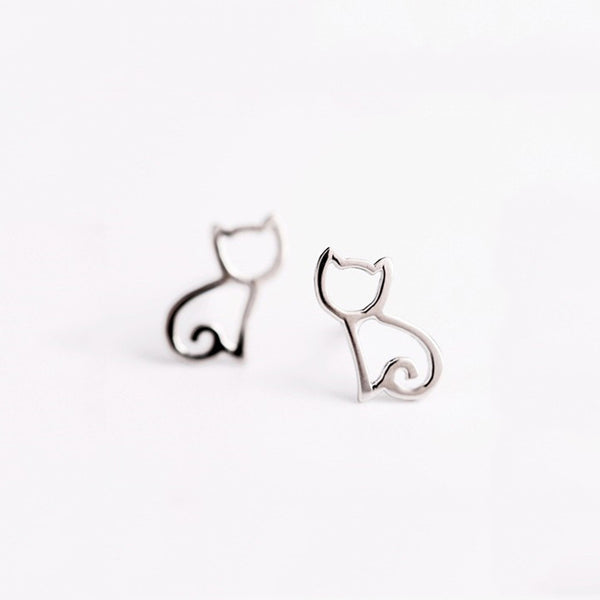 Cute small cat-shaped copper earrings