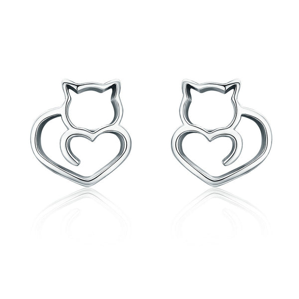 Cute cat-shaped earrings 925 sterling silver